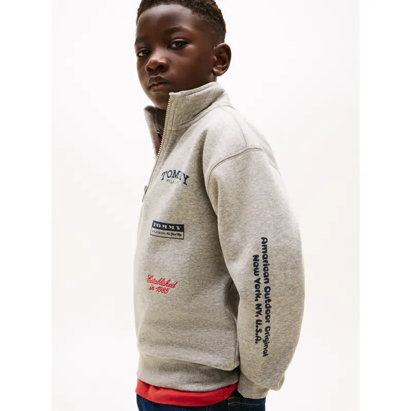 Tommy Hilfiger Mid Grey Heather Multi Print Half Zip Sweatshirt 3