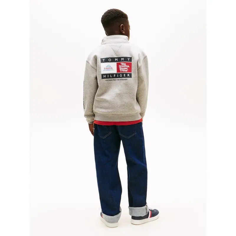 Tommy Hilfiger Mid Grey Heather Multi Print Half Zip Sweatshirt 5