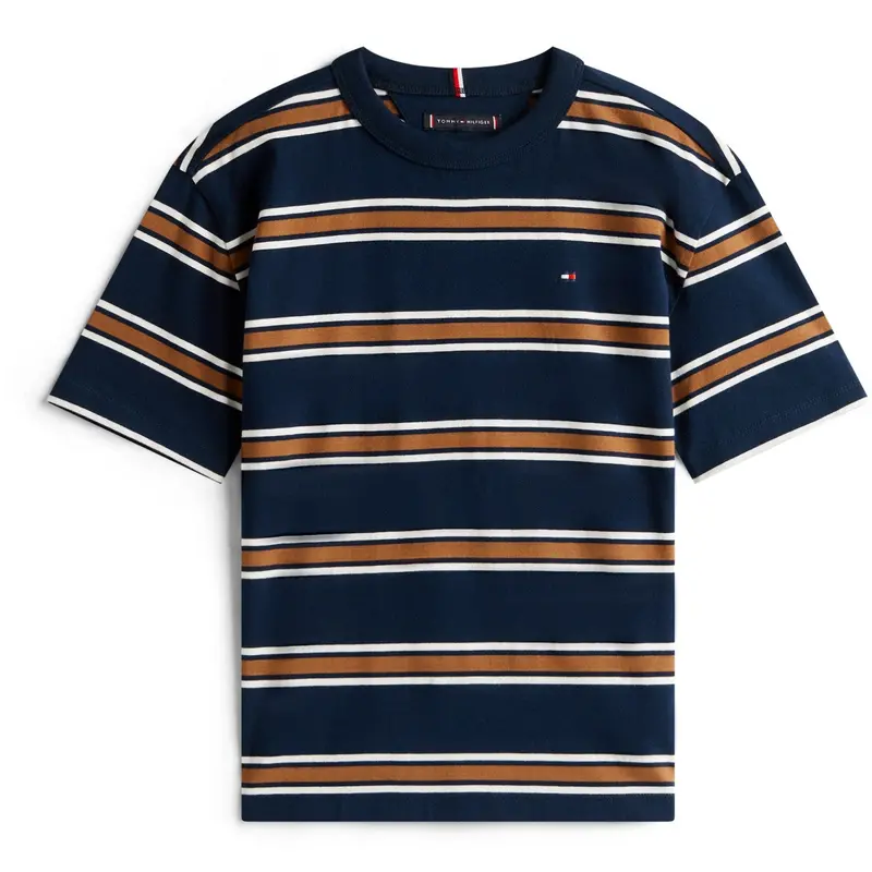 Tommy Hilfiger Navy Multi Stripe Cotton Stripe Tee Ss 1