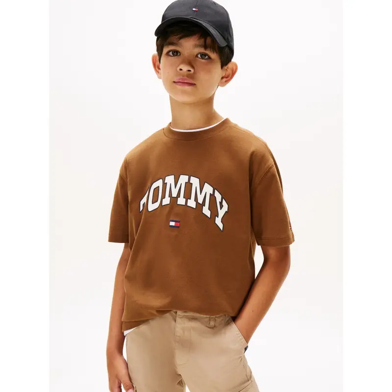 Tommy Hilfiger Pecan Nut Varsity Raised Print Tee Ss 2