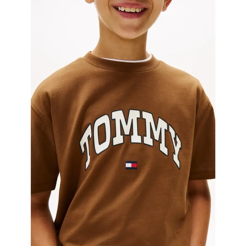 Tommy Hilfiger Pecan Nut Varsity Raised Print Tee Ss 3