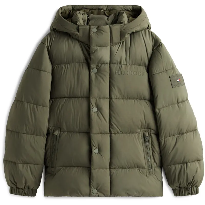 Tommy Hilfiger Pewter Green Matt And Shine Embossed Jacket 1