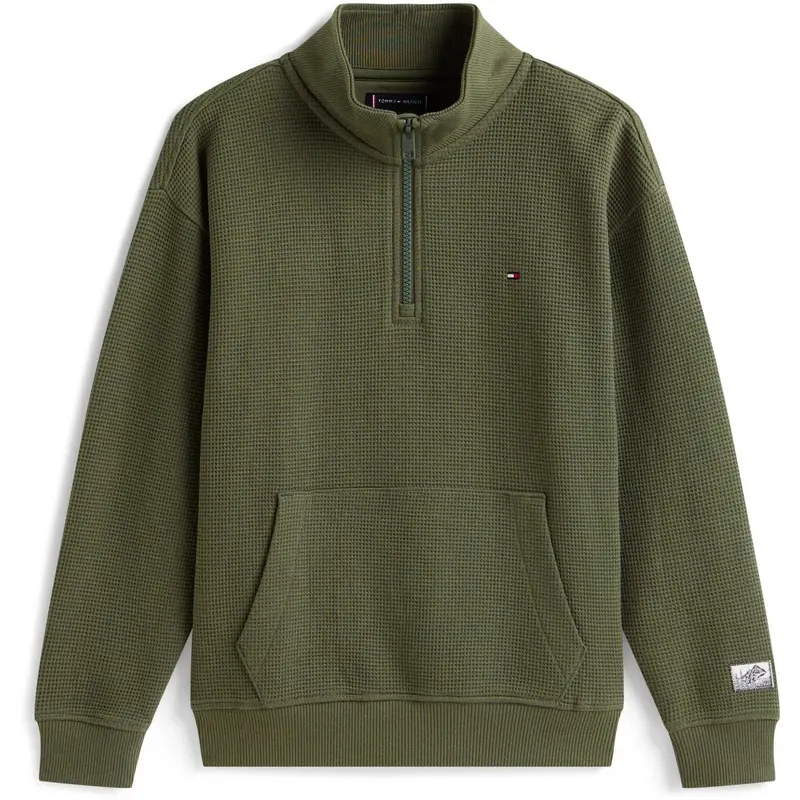 Tommy Hilfiger Pewter Green Texture Half Zip Sweatshirt 1