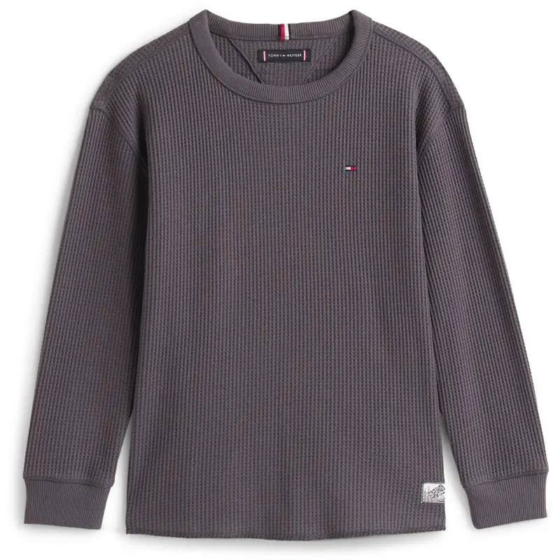 Tommy Hilfiger Washed Black Tetxured Waffle Tee Ls 1
