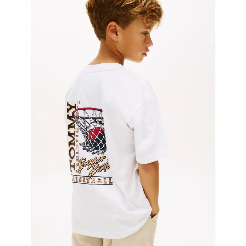 Tommy Hilfiger White Basketball Graphic T-Shirt 4