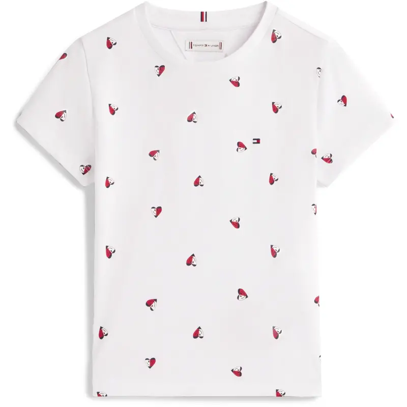 Tommy Hilfiger White Lg Aop Heart Tee Ss 1