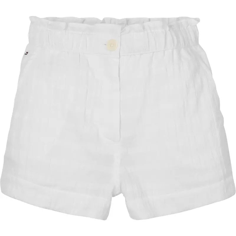 Tommy Hilfiger White Textured Cotton Shorts 1