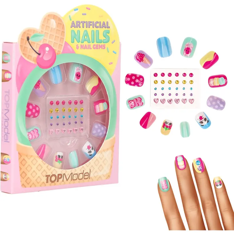 Topmodel Candy Glam Artificial Nails And Deco Stone Set 1