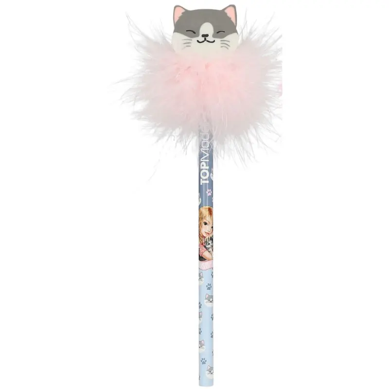 Topmodel Cat Love Pencil With Eraser-Topper Grey Cat 1