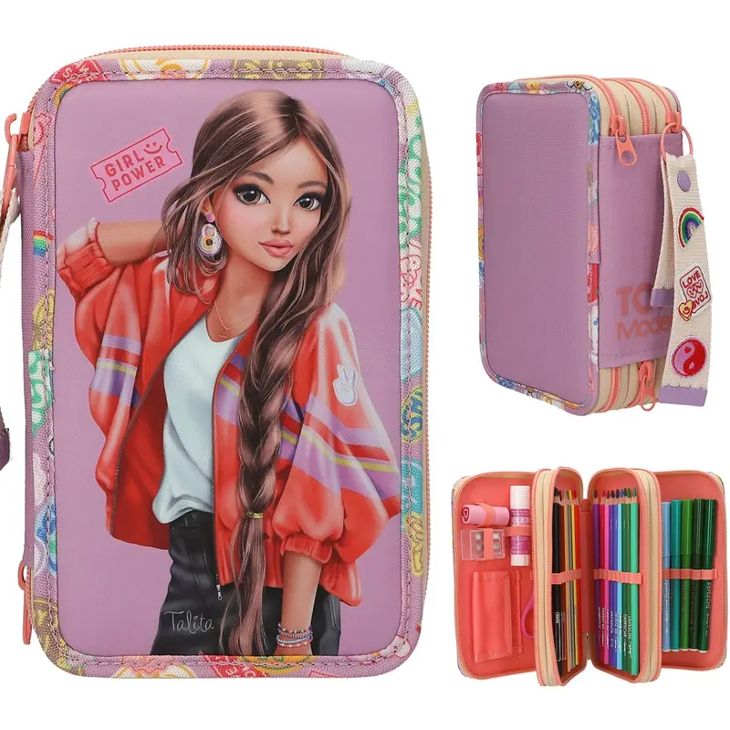 Topmodel Girl Power Triple Pencil Case With Pendant 1