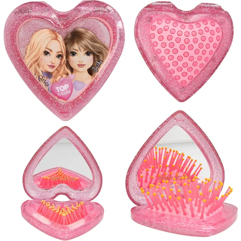 Topmodel Pink Hair Brush With Mirror Heart Shaped Beauty And Me 1