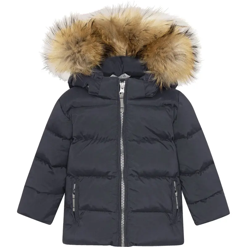 Ver De Terre 600 Navy Baby Down Jacket W/Fur 1
