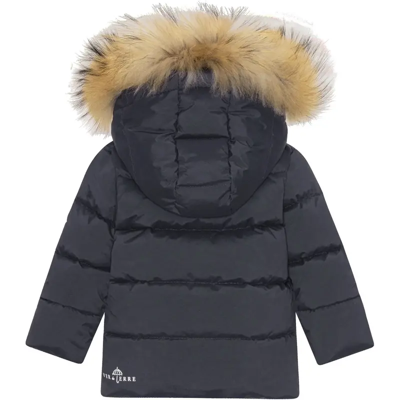 Ver De Terre 600 Navy Baby Down Jacket W/Fur 2