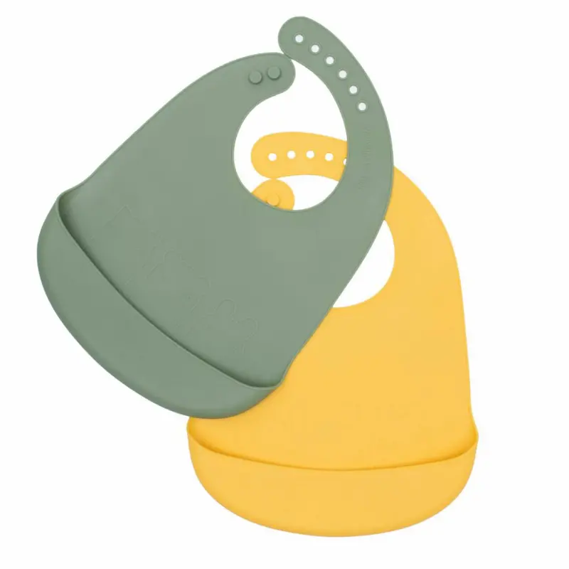We Might Be Tiny Gul & Støvet Grøn 2-Pack Bibs 1