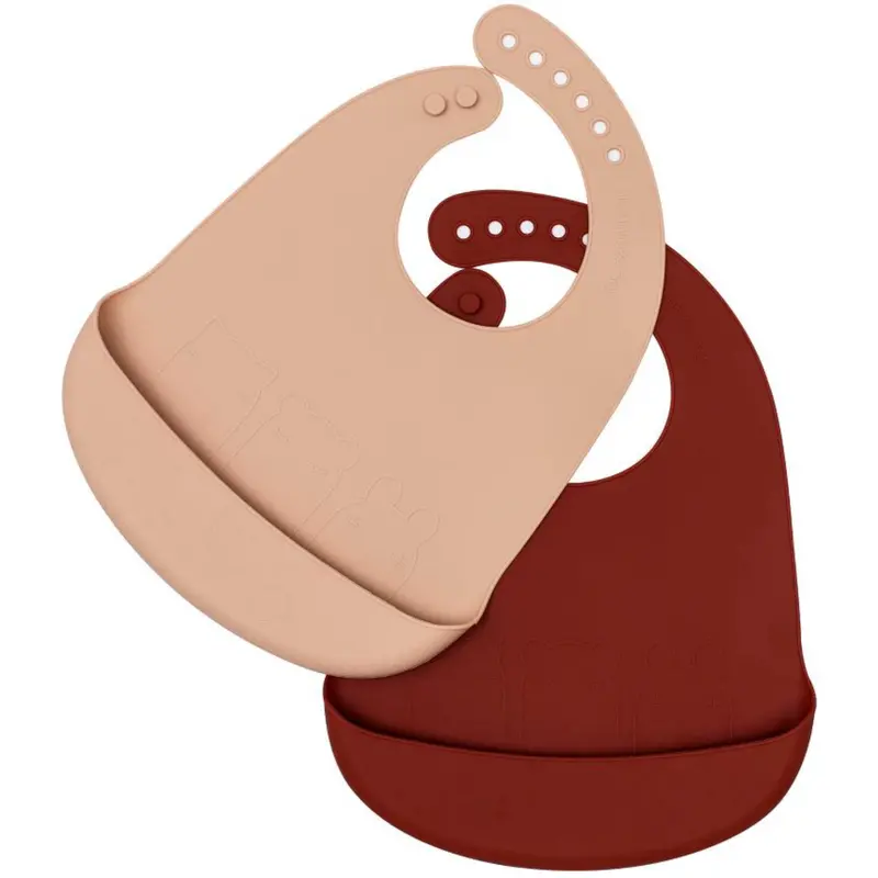 We Might Be Tiny Rust & Beige 2-Pack Bibs 1