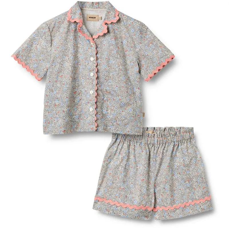 Wheat Air Blue Flowers Set Shirt S/S & Shorts Vilma 1