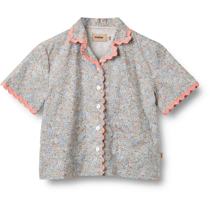 Wheat Air Blue Flowers Shirt S/S Lace Vilma 1