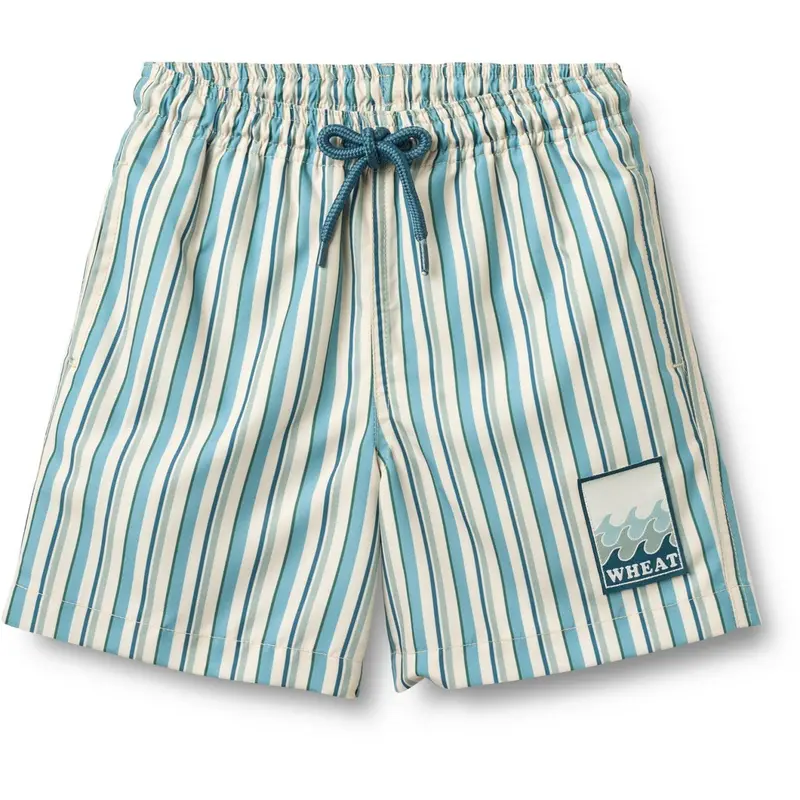 Wheat Aqua Stripe Swim Trunk Hansi Badge 1