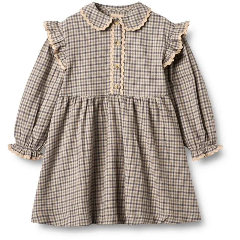 Wheat Blue Check Dress L/S Alissa 1