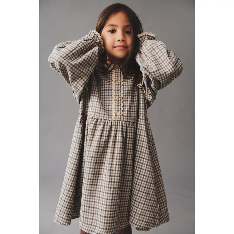 Wheat Blue Check Dress L/S Alissa 2