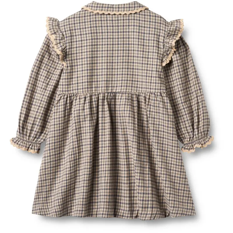Wheat Blue Check Dress L/S Alissa 3