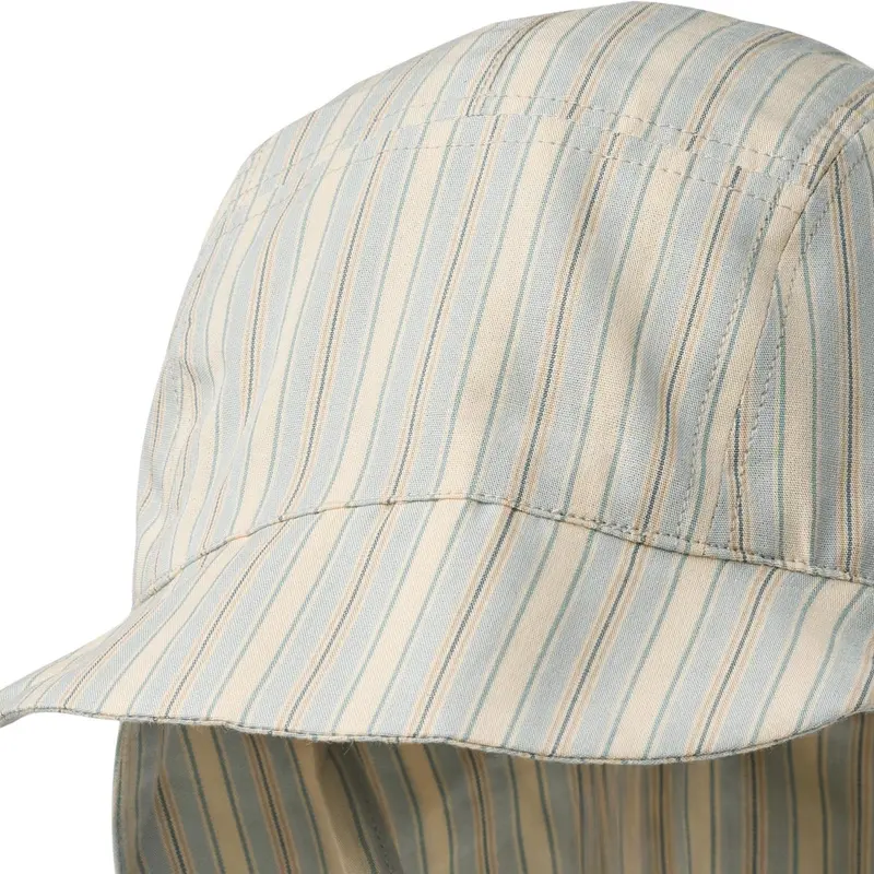 Wheat Blue Ocean Stripe Sun Hat Woven Tonga 3