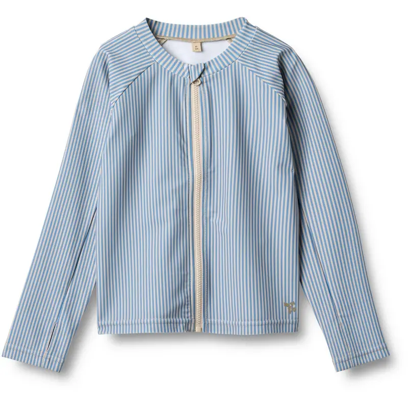 Wheat Blue Swim Stripe Swim T-Shirt L/S Zip Ada 1