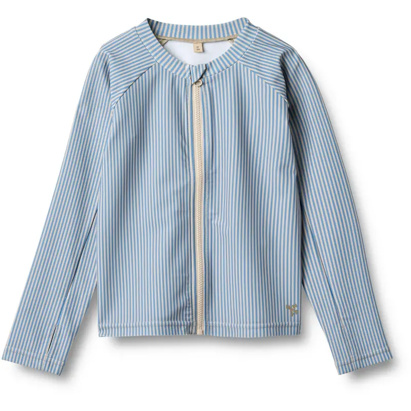 Wheat Blue Swim Stripe Swim T-Shirt L/S Zip Ada 1