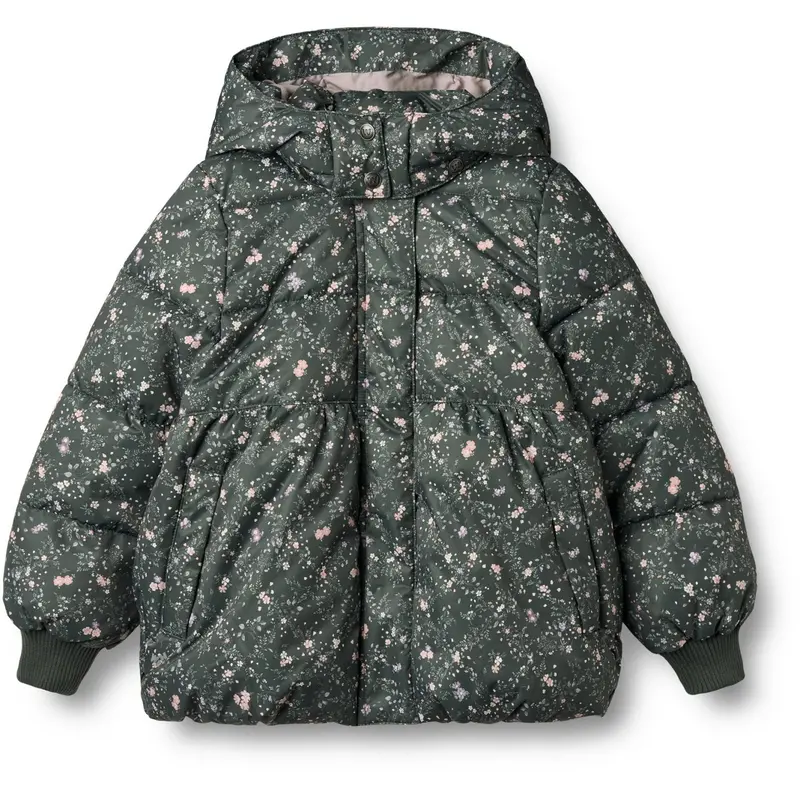Wheat Forest Lake Checked Flowers Puffer Jacket Karla 1