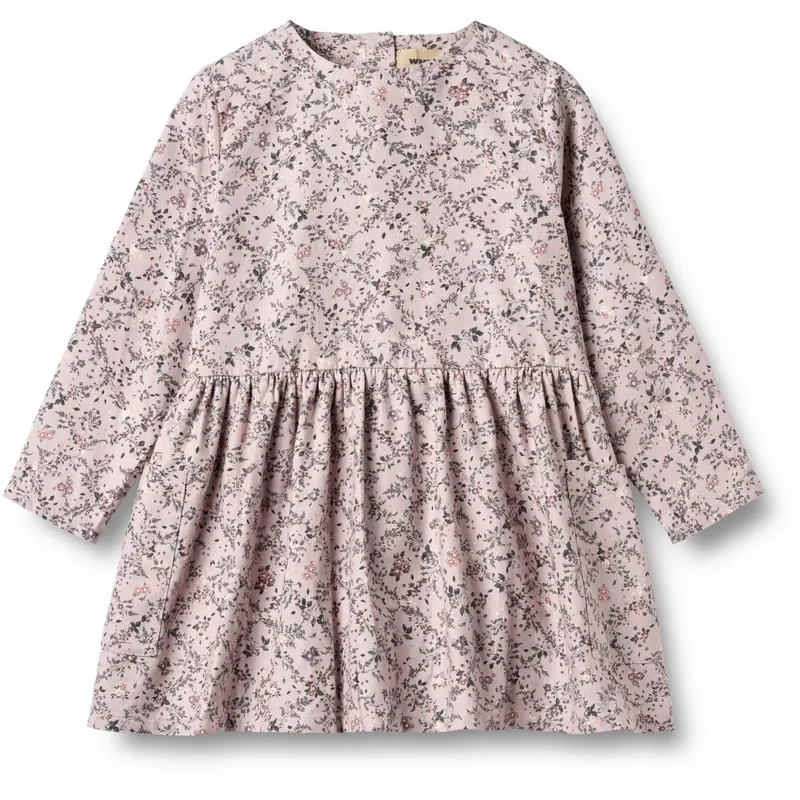 Wheat Lilac Checked Flowers Dress Aima 1