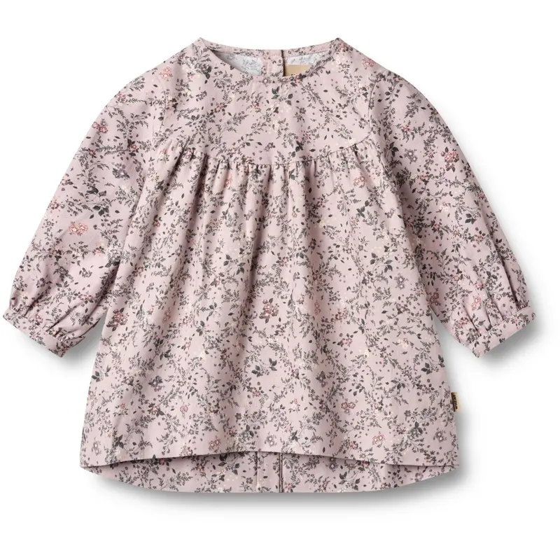 Wheat Lilac Checked Flowers Dress L/S Fenja 1