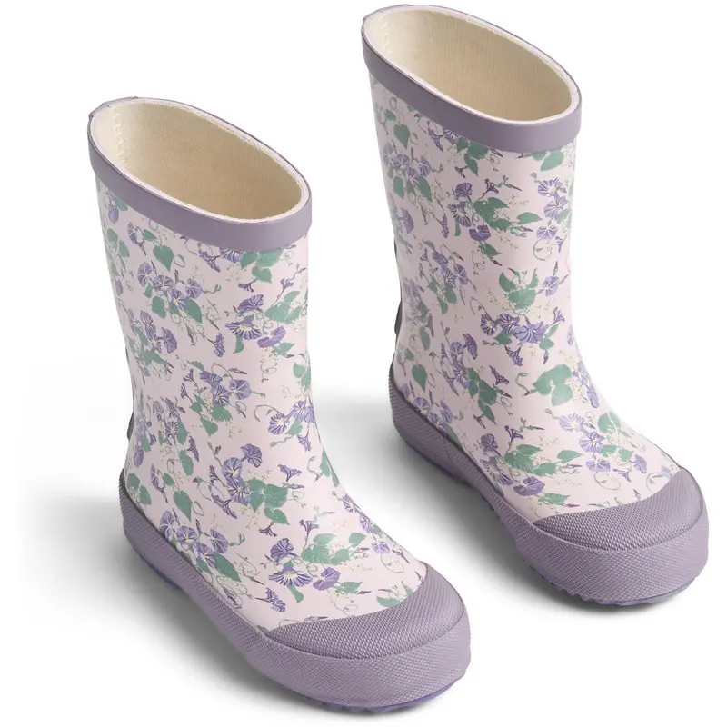 Wheat Lilac Petunias Rubber Boot Muddy 1