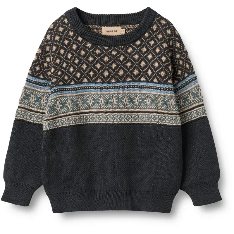 Wheat Navy Jaquard Pullover Julius 1
