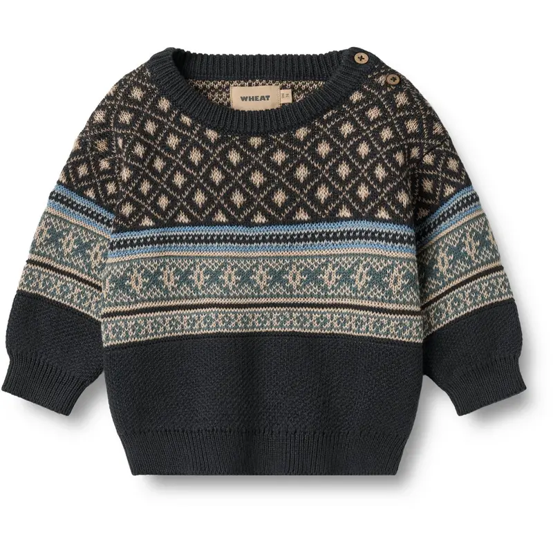Wheat Navy Jaquard Pullover Julius 1