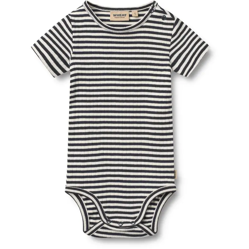 Wheat Navy Rib Stripe Body S/S Edvald 1