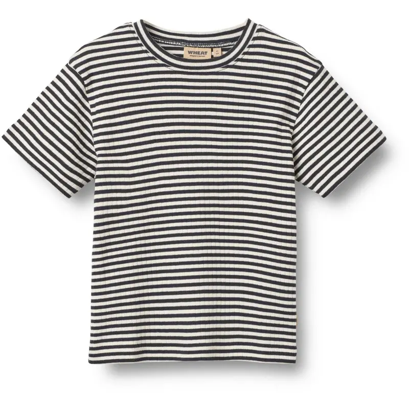 Wheat Navy Rib Stripe Set T-Shirt S/S & Shorts Fabian 2