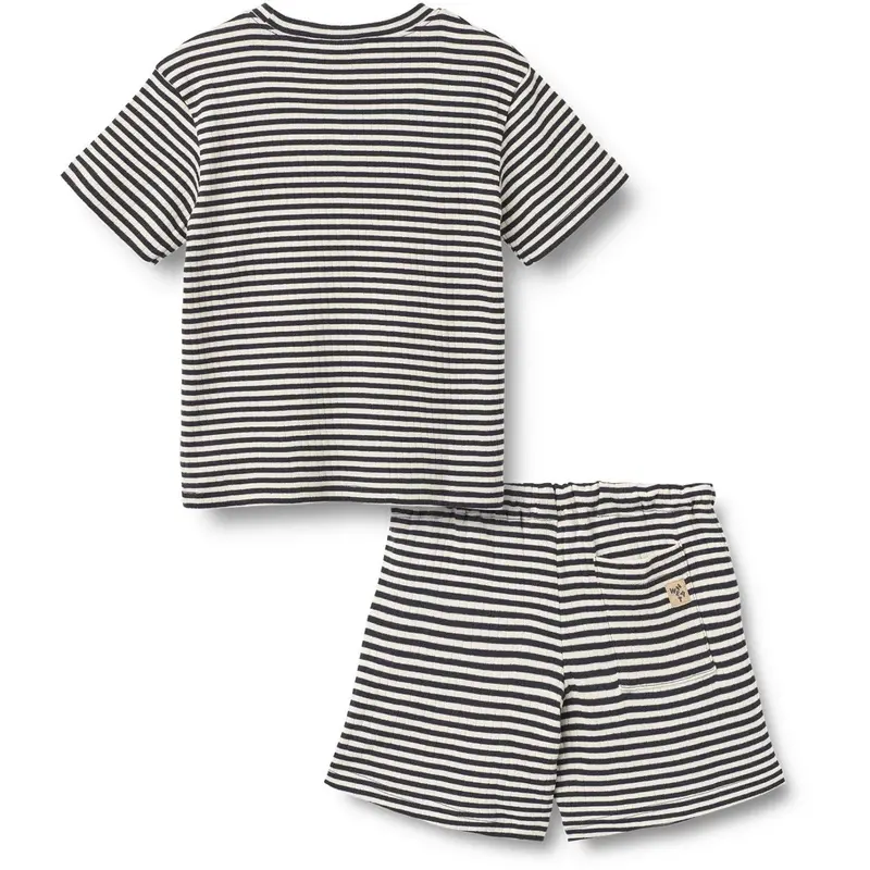 Wheat Navy Rib Stripe Set T-Shirt S/S & Shorts Fabian 6