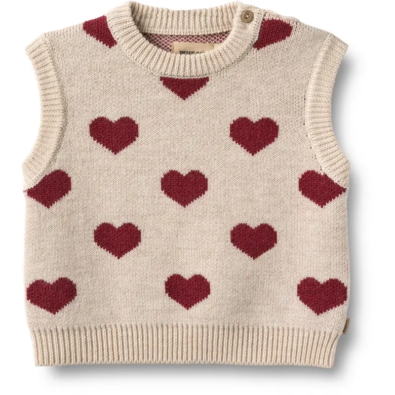 Wheat Offwhite Melange Jacquard Vest Gaby 1