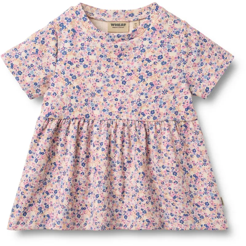 Wheat Pink Blue Flowers Jersey Dress Anna 1