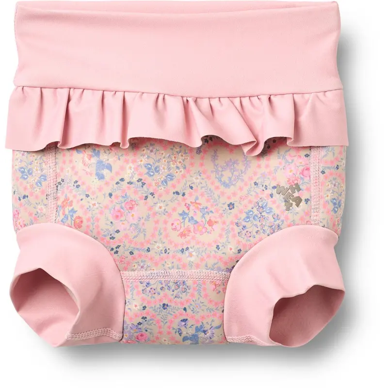 Wheat Pink Heart Flowers Neoprene Swim Pants Rita 1