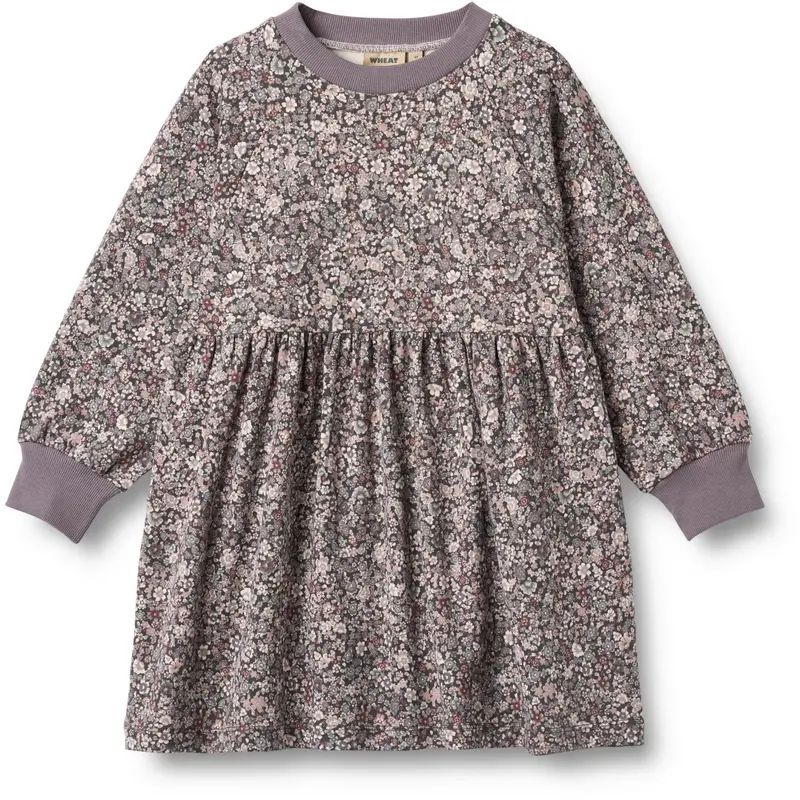 Wheat Purple Stone Flowers Jersey Dress L/S Dorthea 1