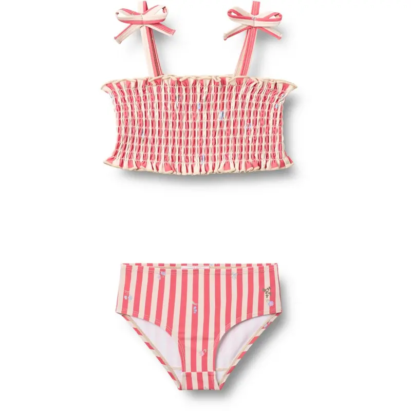 Wheat Red Stripe Flowers Bikini Carla 1