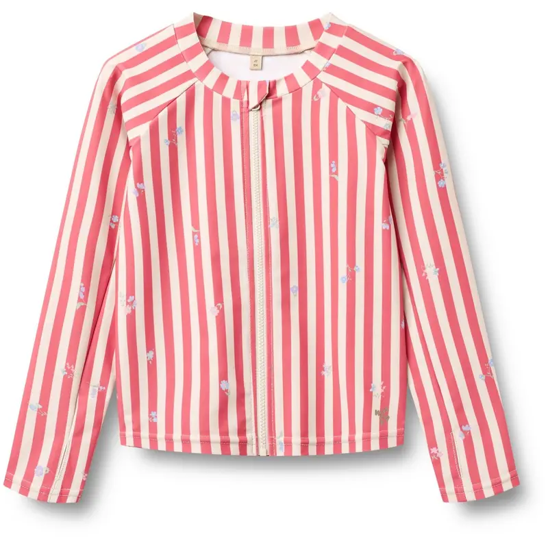 Wheat Red Stripe Flowers Swim T-Shirt L/S Zip Ada 1