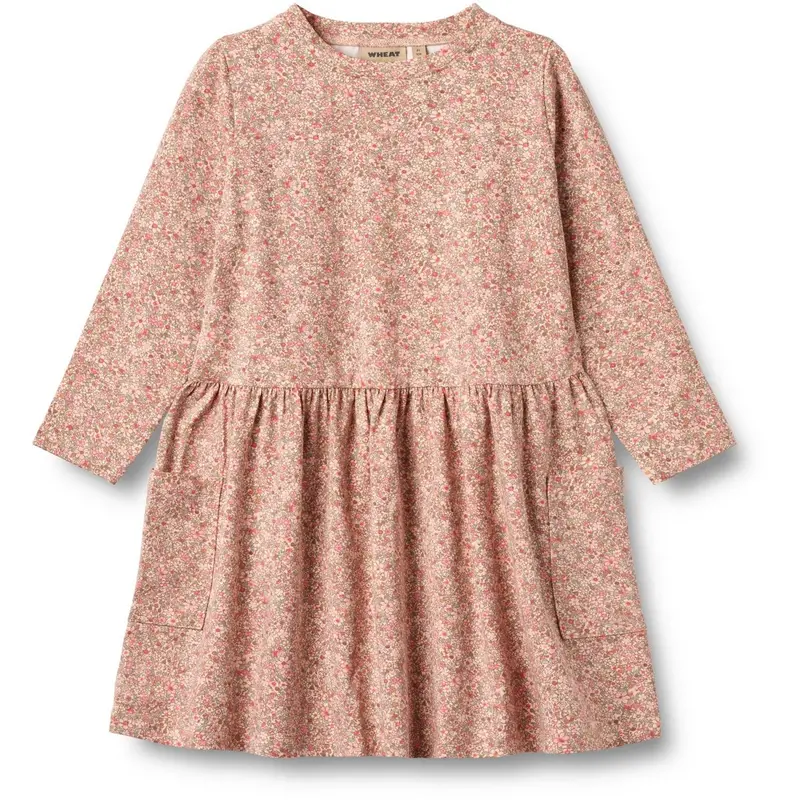 Wheat Rose Dust Flower Meadow Jersey Dress L/S Bessie 1