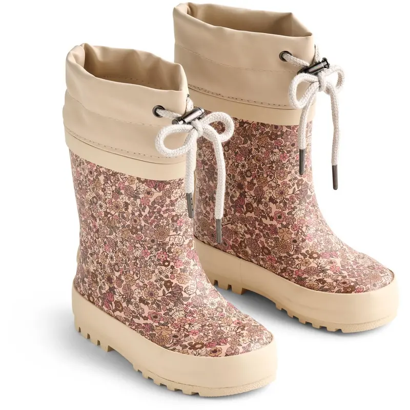 Wheat Rose Dust Flowers Rubber Boot Thermo Print 1