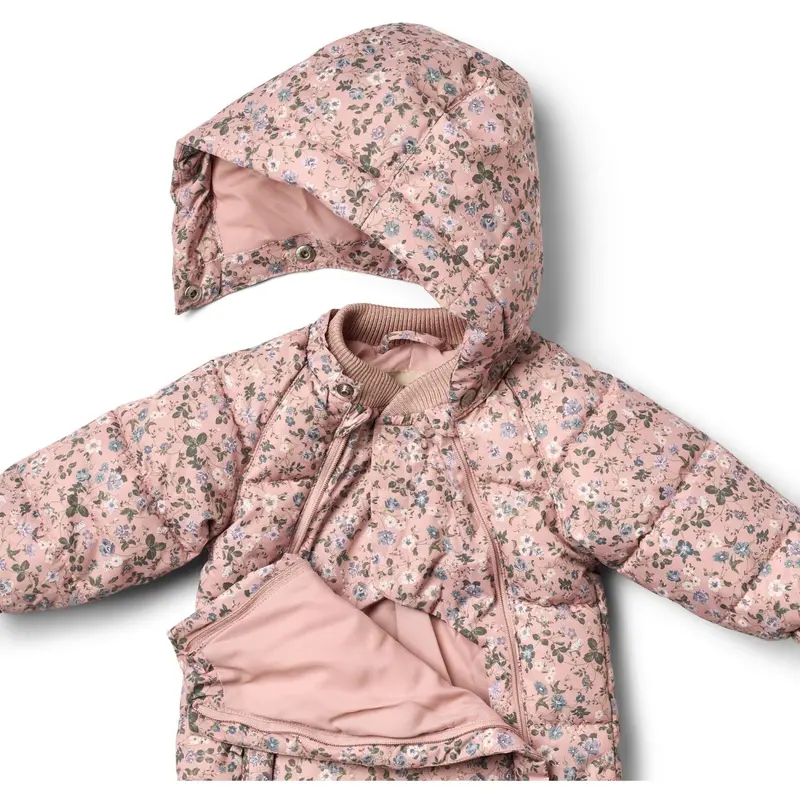 Wheat Rose Powder Flowers Puffer Baby Suit Edem 2
