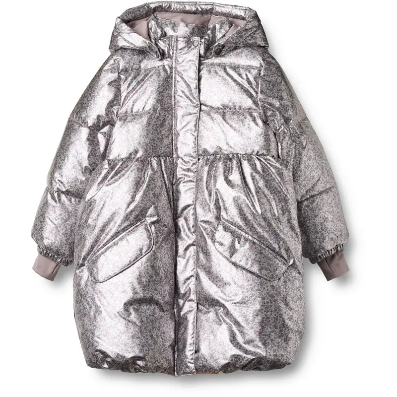 Wheat Silver Flower Meadow Puffer Coat Luna 1