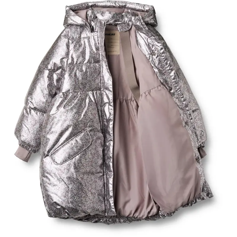 Wheat Silver Flower Meadow Puffer Coat Luna 2