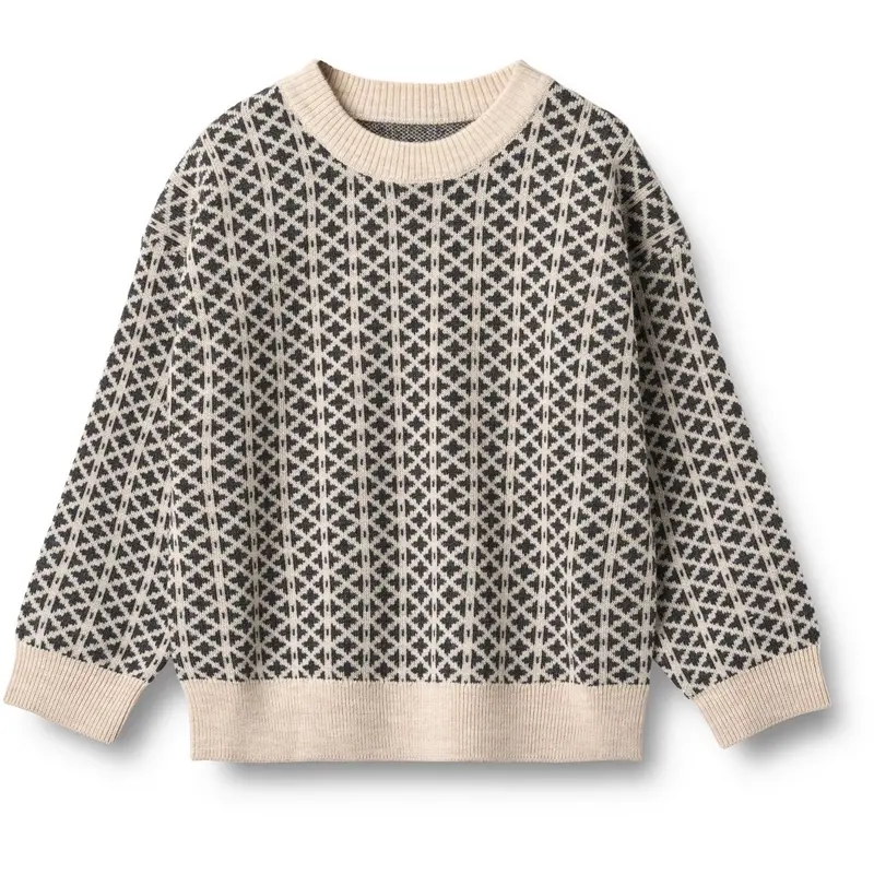 Wheat Warm Sand Melange Jaquard Pullover Elias 1