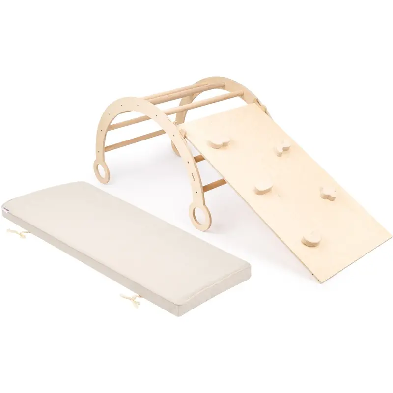 Woobiboo Natural Montessori Rocker With Beige Mattress And Slide-Climber L 1
